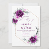 Elegante rustikale Lila Blush Geometrische Hochzei Einladung (Vorderseite)