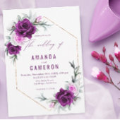 Elegante rustikale Lila Blush Geometrische Hochzei Einladung