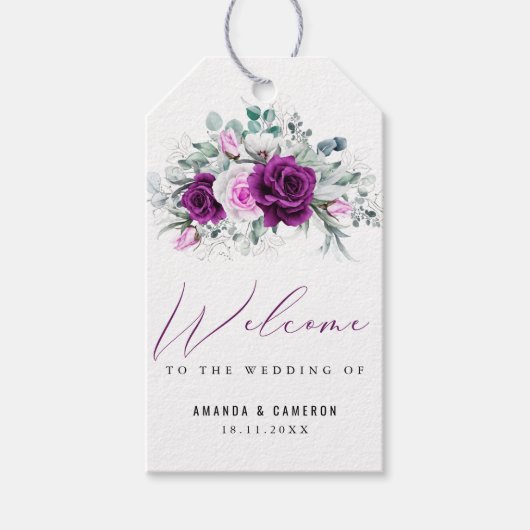 Elegante rustikale Lila Blush Geometrische Hochzei Geschenkanhänger (Vorderseite)