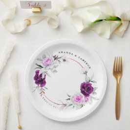 Elegante rustikale Lila Blush Geometrische Hochzei Pappteller