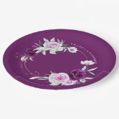 Elegante rustikale Lila Blush Geometrische Hochzei Pappteller (Schrägansicht)