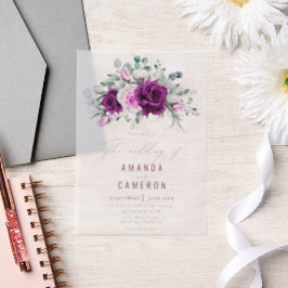 Elegante rustikale Lila Blush Geometrische Hochzei Pergament Einladungen