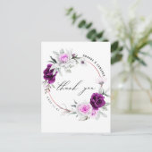 Elegante rustikale Lila Blush Wedding Vielen Dank Postkarte (Stehend Vorderseite)