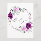 Elegante rustikale Lila Blush Wedding Vielen Dank Postkarte (Vorderseite)