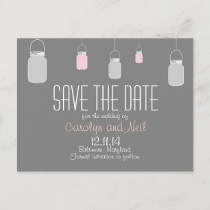 Elegante Rustikale Mason-Gläser Save-the-Date-Post Ankündigungspostkarte