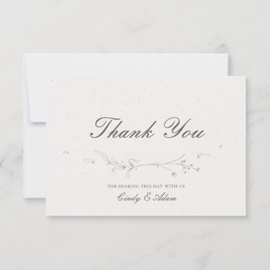 Elegante rustikale Minimalistische botanische Hoch Dankeskarte (Vorderseite)