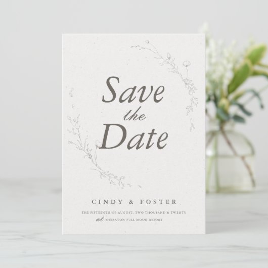 Elegante rustikale Minimalistische botanische Hoch Save The Date (Stehend Vorderseite)