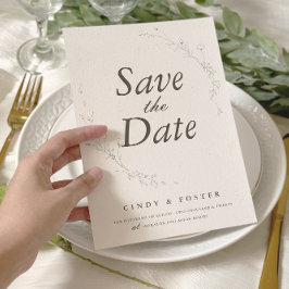 Elegante rustikale Minimalistische botanische Hoch Save The Date