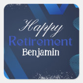 Elegante rustikale Moderne Blue & White Happy Rent Quadratischer Aufkleber (Vorderseite)