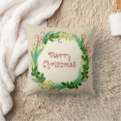 Elegante rustikale moderne grüne Taupe Frohe Weihn Kissen (Decke)