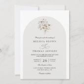 Elegante Rustikale Monogramm Florale QR-Code-Hochz Einladung (Vorderseite)