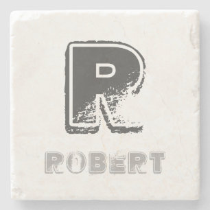 Elegante rustikale Monogramm-Vorlage Stilvolles De Steinuntersetzer