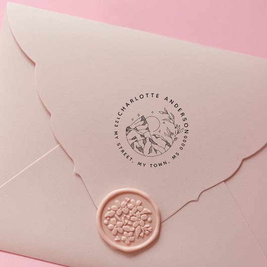 Elegante Rustikale nächtliche Blume Rücksendeadres Permastempel