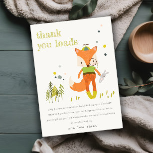 Elegante rustikale Niedliche Woodland Fun Fox Kind Dankeskarte