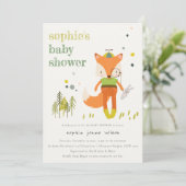 Elegante rustikale Niedliche Woodland Fun Fox Kind Einladung (Stehend Vorderseite)