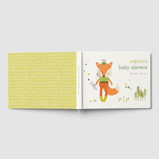 Elegante rustikale Niedliche Woodland Fun Fox Kind Gästebuch (Voll)