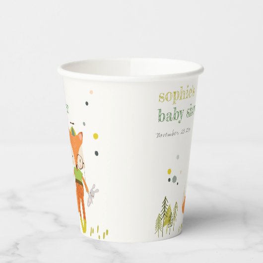 Elegante rustikale Niedliche Woodland Fun Fox Kind Pappbecher (Links)