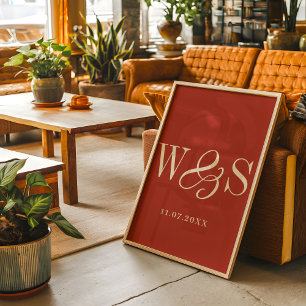 Elegante rustikale Paarinitialen Hochzeit Poster