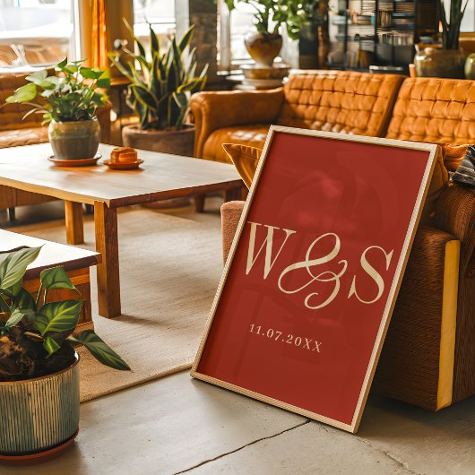 Elegante rustikale Paarinitialen Hochzeit Poster