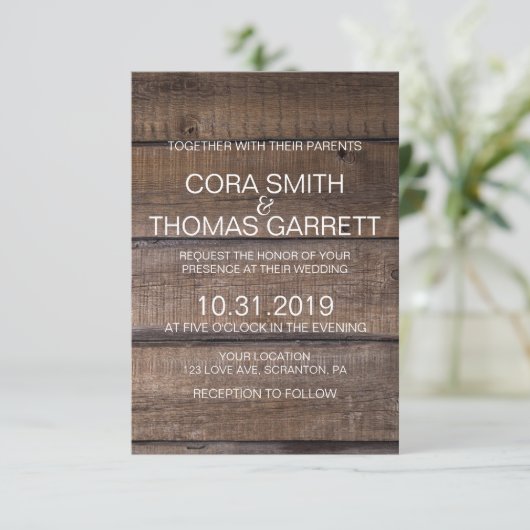 Elegante rustikale Palettenhütte Einladung (Stehend Vorderseite)