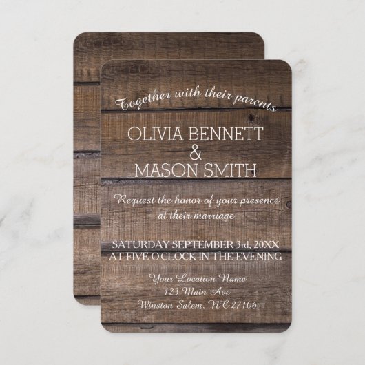 Elegante rustikale Palettenhütte Einladung (Vorne/Hinten)