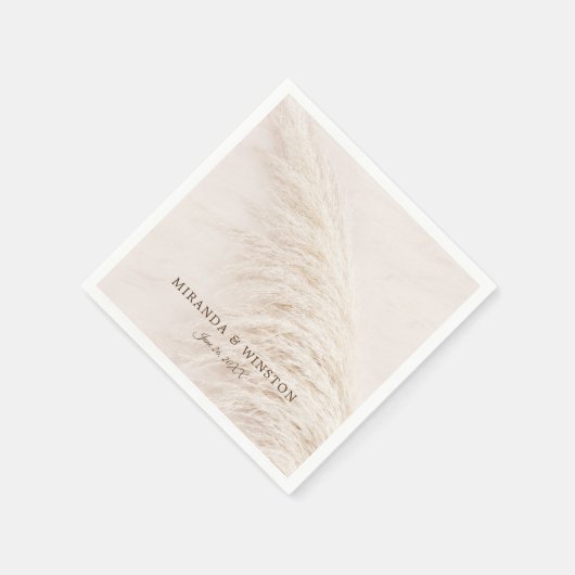 Elegante Rustikale Pampas Grass Wedding Serviette (Ecke)