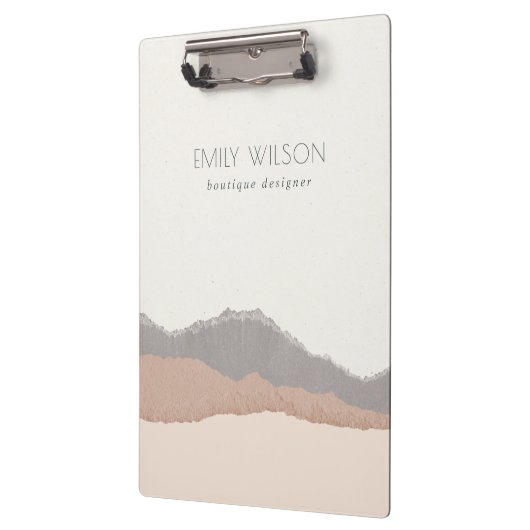 Elegante Rustikale Pastel Blush Kraft Bergregion Klemmbrett (Links)