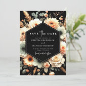 Elegante rustikale Peach Wedding Save The Date (Stehend Vorderseite)