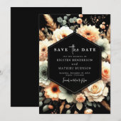 Elegante rustikale Peach Wedding Save The Date (Vorne/Hinten)