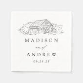 Elegante Rustikale Personalisierte Hochzeit Serviette (Vorderseite)