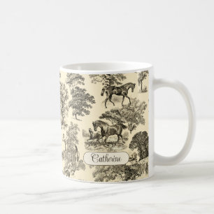 Elegante Rustikale Pferde Bäume Beige Tan Kaffeetasse