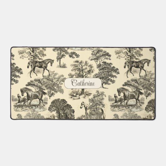 Elegante Rustikale Pferde Bäume Beige Tan Schreibtischunterlage (Vorderseite)