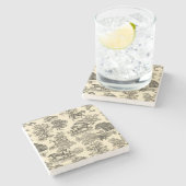 Elegante Rustikale Pferde Bäume Beige Tan Steinuntersetzer (Seitenansicht)