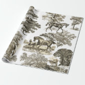 Elegante Rustikale Pferde Beige Toile Nahtlos Geschenkpapier (Ungerollt)