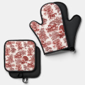 Elegante Rustikale Pferde Rotes weißes Städtchen Ofenhandschuh & Topflappen-Set (Vorderseite/Rückseite)