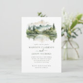 Elegante Rustikale Pine Bergwelt Hochzeit Einladung (Stehend Vorderseite)