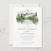 Elegante Rustikale Pine Bergwelt Hochzeit Einladung (Vorderseite)