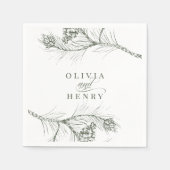 Elegante Rustikale Pine Branch Woodland Hochzeit Serviette (Vorderseite)