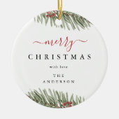 Elegante Rustikale Pine Christmas Moderne Keramik Ornament (Vorne)