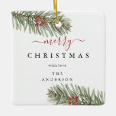 Elegante Rustikale Pine Christmas Moderne Keramikornament (Vorderseite)