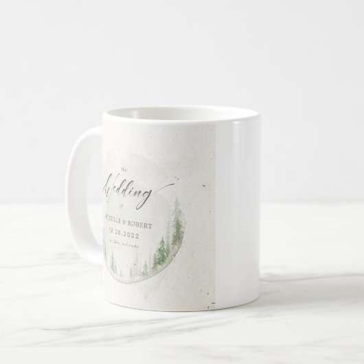 Elegante Rustikale Pine Trees Foto Gastgeschenk Ho Kaffeetasse (Vorderseite Links)
