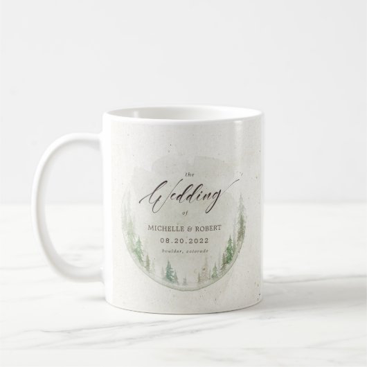 Elegante Rustikale Pine Trees Foto Gastgeschenk Ho Kaffeetasse (Links)