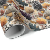 Elegante Rustikale Pinecones Acorns - Lila und Aqu Geschenkpapier (Rolleneckpunkt)