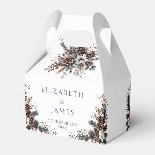 Elegante Rustikale Pinecones Forest Wedding Geschenkschachtel (Rückseite)