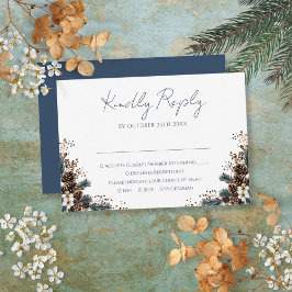 Elegante Rustikale Pinecones Hochzeit RSVP Karte