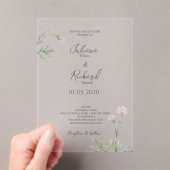 Elegante rustikale Pink Poppy Blumenhochzeit Acryleinladungen (Insitu (Handheld))