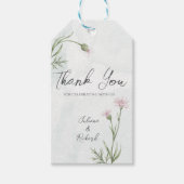 Elegante rustikale Pink Poppy Blumenhochzeit Geschenkanhänger (Vorderseite)