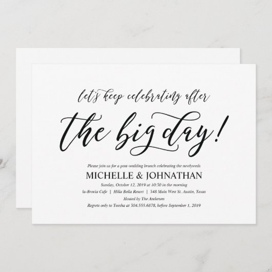 Elegante Rustikale Post-Hochzeit-Brunch-Einladungs Einladung (Vorne/Hinten)