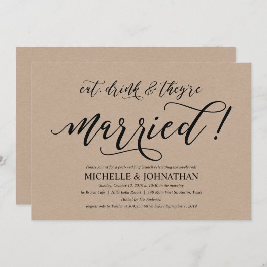 Elegante Rustikale Post Wedding Brunch Einladungsk Einladung (Vorne/Hinten)