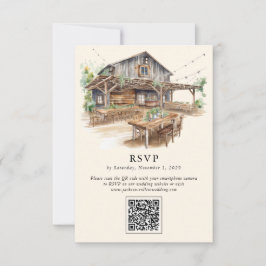 Elegante Rustikale QR Code RSVP Karte